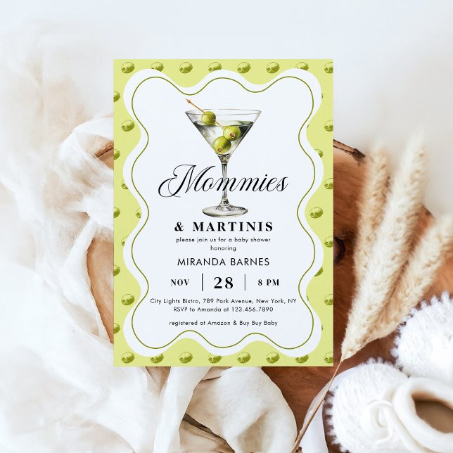 Mommies & Martinis Olive Martini Glass Baby Dusche Einladung (Von Creator hochgeladen)