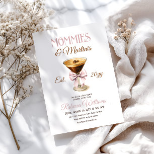 Mommies und Martini Tini One Girl Bow Baby Dusche Einladung