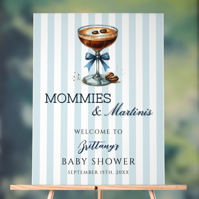 Mommies und Martinis Blue Baby Dusche Begrüßungsze Acrylschild (Neutral)