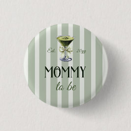 Mommies und Matcha Olive Green Bow Baby Shower Button