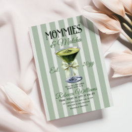 Mommies und Matcha Olive Green Bow Baby Shower Einladung