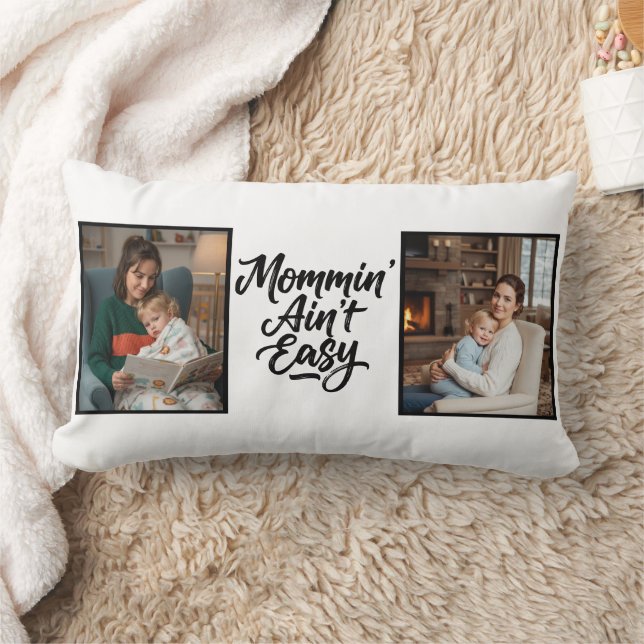 Mommin Ain't Easy Brush Script Two 2 Photo Lendenkissen (Decke)