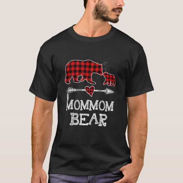 Mommom Bear Christmas Pajama Red Kariert Buffalo F T-Shirt (Vorderseite)