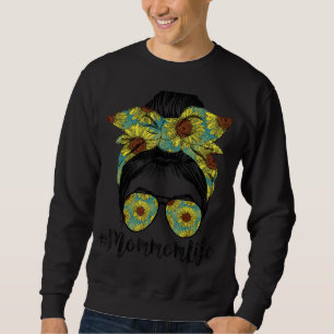 Mommom Life Messy Hair Bun Sonnenblume Frauen Mutt Sweatshirt