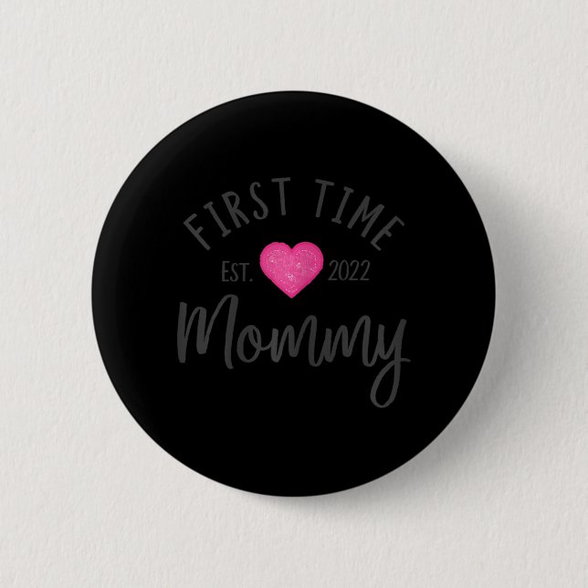Mommy 2022 Niedlich Heart New Mother Future Button (Vorderseite)