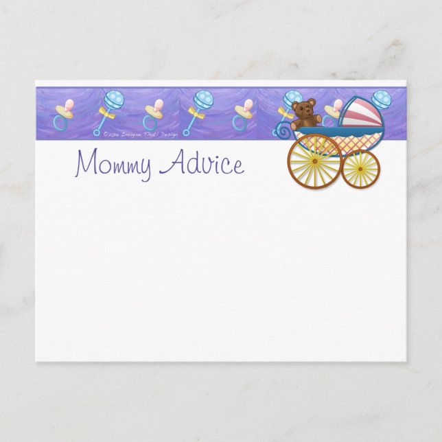 Mommy Advice PostCard mit Lachs Pink Zickzack Hinweiskarte (Vorderseite)