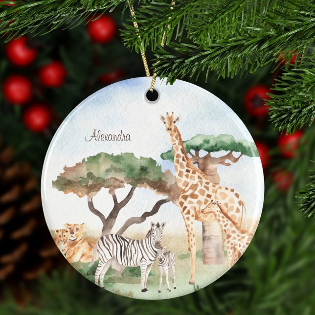 Mommy and Baby African Animal Christmas Keramik Ornament (Von Creator hochgeladen)