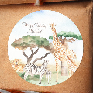 Mommy and Baby African Animals Birthday Runder Aufkleber