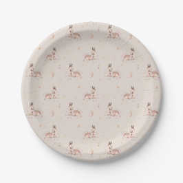 Mommy and Baby Deer Pattern Baby Shower Pappteller