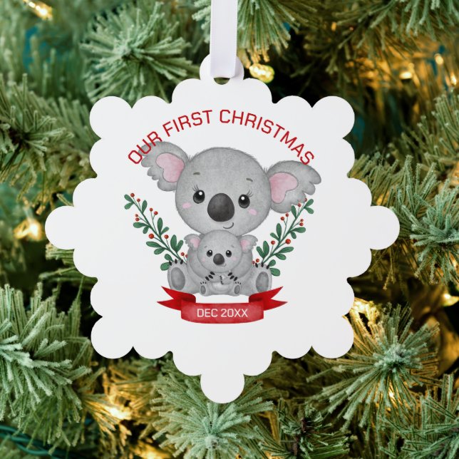Mommy and Baby First Christmas Ornament Karte (Insitu (Baum))