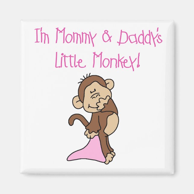 Mommy and Daddy's Monkey - Rosa Hemden und Geschen Magnet (Vorne)