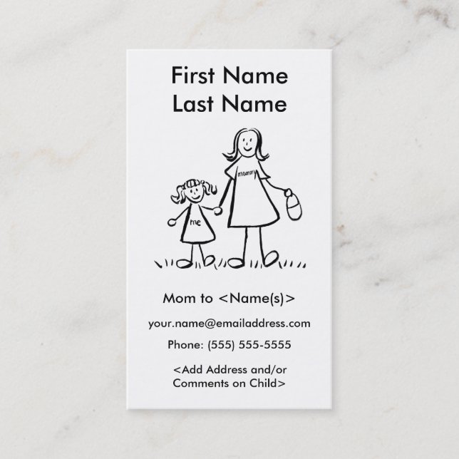 Mommy and Daughter Custom Calling Playdate Cards Telefonnummerkarte (Vorderseite)