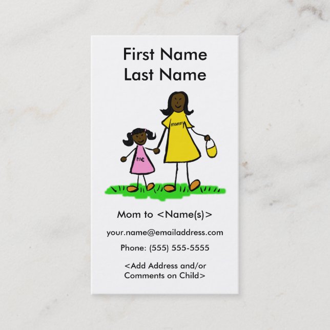 Mommy and Daughter Custom Calling Playdate Cards Telefonnummerkarte (Vorderseite)