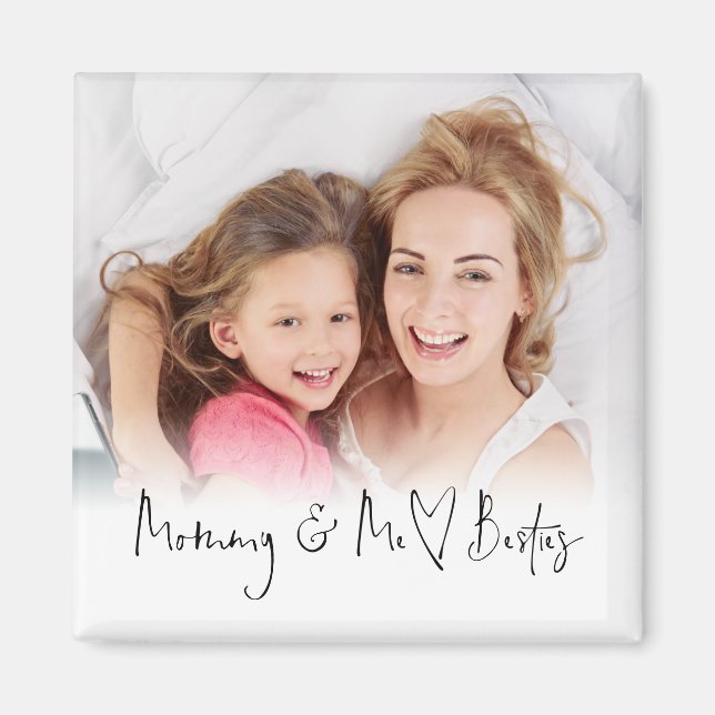 Mommy and Me Besties Foto Overlay Script Heart Magnet (Vorne)