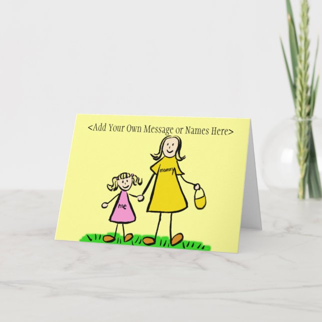 Mommy and Me Blond Note Card (Nachricht anpassen) Karte (Vorderseite)
