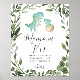 Mommy Baby Dinosaur Babydusche Mimosa Bar Sign Poster
