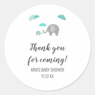Mommy Baby Elephant mit Clouds Baby Shower Gevor Runder Aufkleber