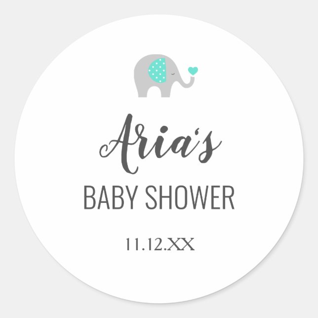 Mommy Baby Elephant mit Clouds Duschhülle Runder Aufkleber (Vorderseite)