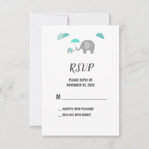 Mommy Baby Elephant mit Clouds Duwer RSVP Card