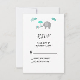 Mommy Baby Elephant mit Clouds Duwer RSVP Card Karte