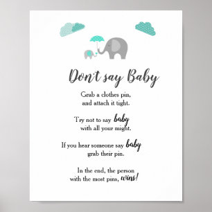 Mommy Baby Elephant mit Wolken sagt kein Baby Poster
