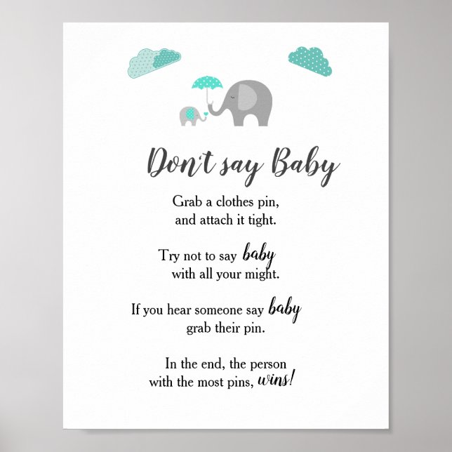Mommy Baby Elephant mit Wolken sagt kein Baby Poster (Vorne)