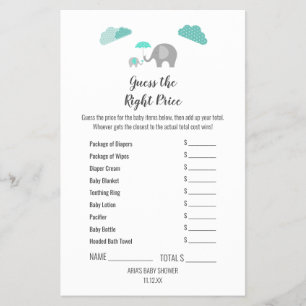 Mommy Baby Elephant trübt das richtige Preisspiel Flyer