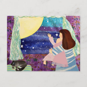 Mommy Baby Moon Night SOngs Postkarte