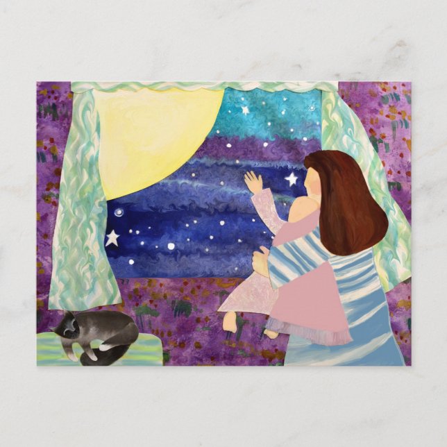 Mommy Baby Moon Night SOngs Postkarte (Vorderseite)