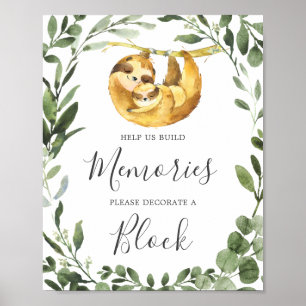 Mommy Baby Sloth Baby Dusche Dekorieren ein Blockz Poster