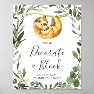 Mommy Baby Sloth Baby Dusche Dekorieren ein Blockz Poster
