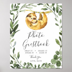 Mommy Baby Sloth Baby Dusche Foto Gästebuch Schild