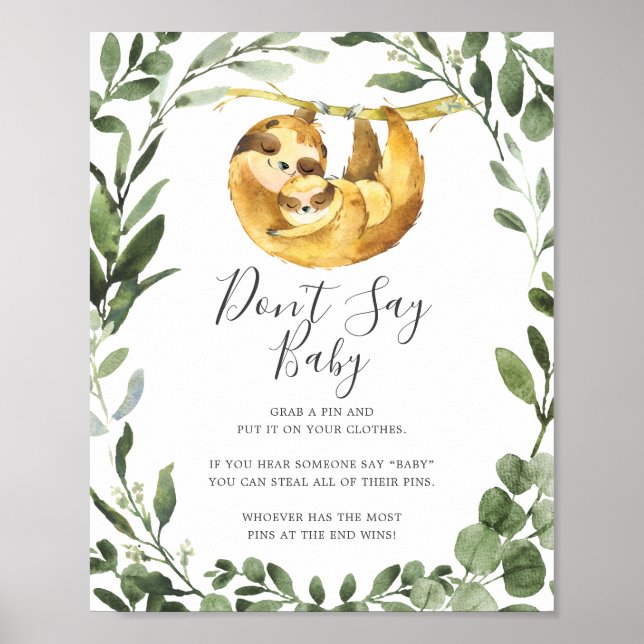 Mommy Baby Sloth Baby Shower Say Baby Sign Poster (Vorne)