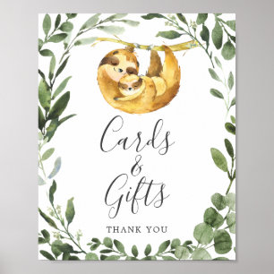 Mommy Baby Sloth Babyduschkarten und Geschenkschil Poster