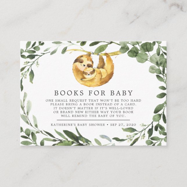 Mommy Baby Sloth Bücher für Baby Showcard Begleitkarte (Vorderseite)