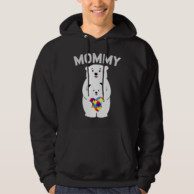 Mommy Bear Autism Awareness Puzzle Heart Family Lo Hoodie (Vorderseite)