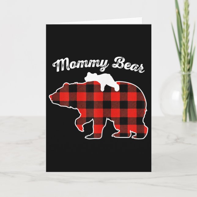 Mommy Bear Flannel Red Plaid Pajama Family Matchin Karte (Vorderseite)
