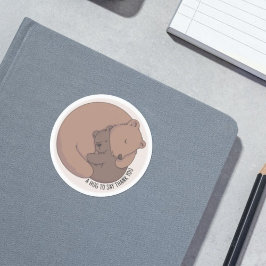 Mommy Bear umarmt Baby Bear Cube Runder Aufkleber