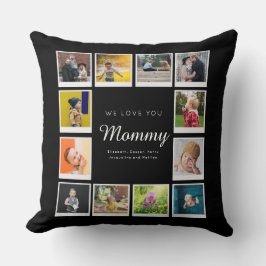 Mommy Birthday Foto Collage Vorlage Schwarz Kissen