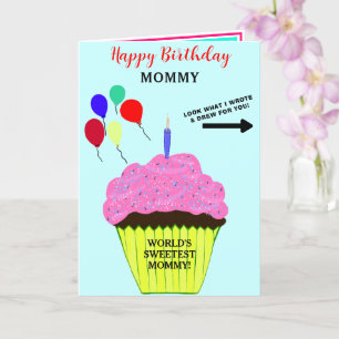 Mommy Birthday Pink Cupcake Write Zeichn Message Karte