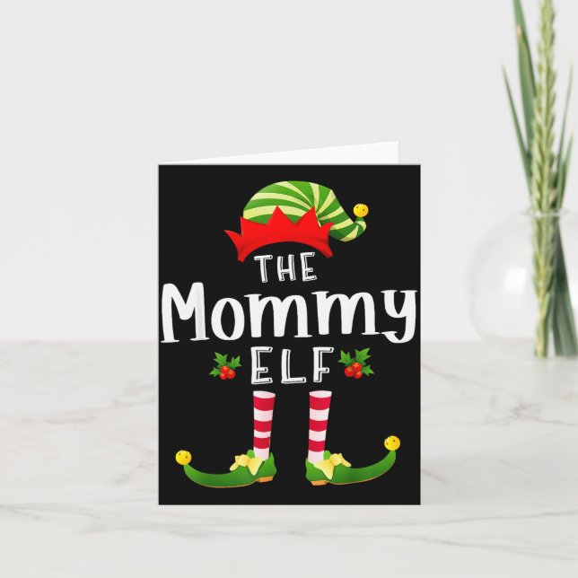 Mommy Christmas Elf Matching Pajama X-mas Party  Karte (Vorderseite)