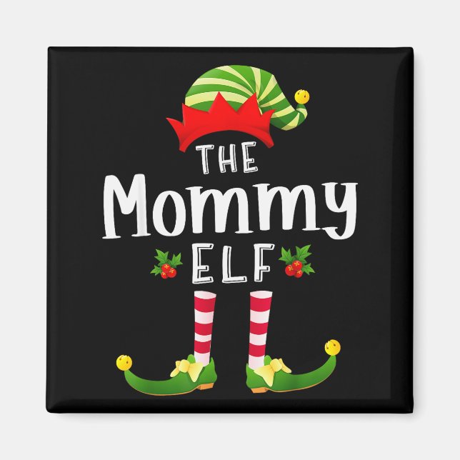 Mommy Christmas Elf Matching Pajama X-mas Party  Magnet (Vorne)