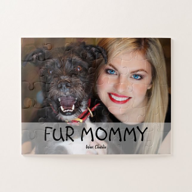 Mommy Custom Foto Wuv You dog Puzzle (Horizontal)