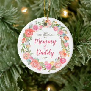 Mommy & Daddy 1. Weihnachtsgebäck Personalisiert Keramik Ornament