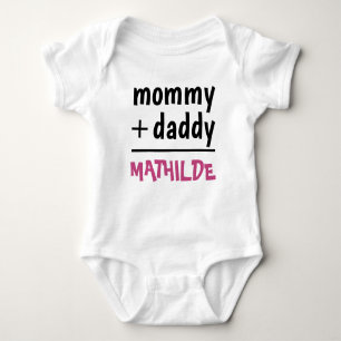 Mommy Daddy Baby Girl Name Pink Text Baby Dusche Baby Strampler