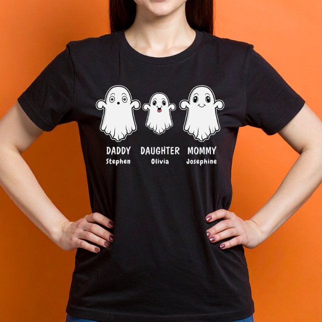 Mommy Daddy Daughter 3 Person Ghost Family T-Shirt (Disclaimer: This image is a digital mockup.)