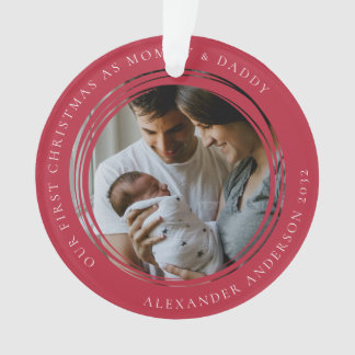 Mommy & Daddy First Christmas Foto Keepake Ornament