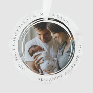 Mommy & Daddy First Christmas Foto Keepake Ornament