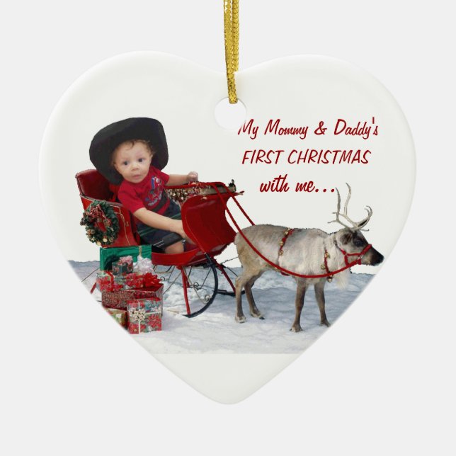 Mommy & Daddy's Erste Weihnachten mit mir. Ornamen Keramik Ornament (Vorne)
