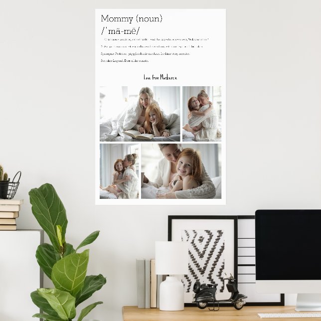 Mommy Definition Personalisiert 4 Foto Collage Poster (Heimbüro)
